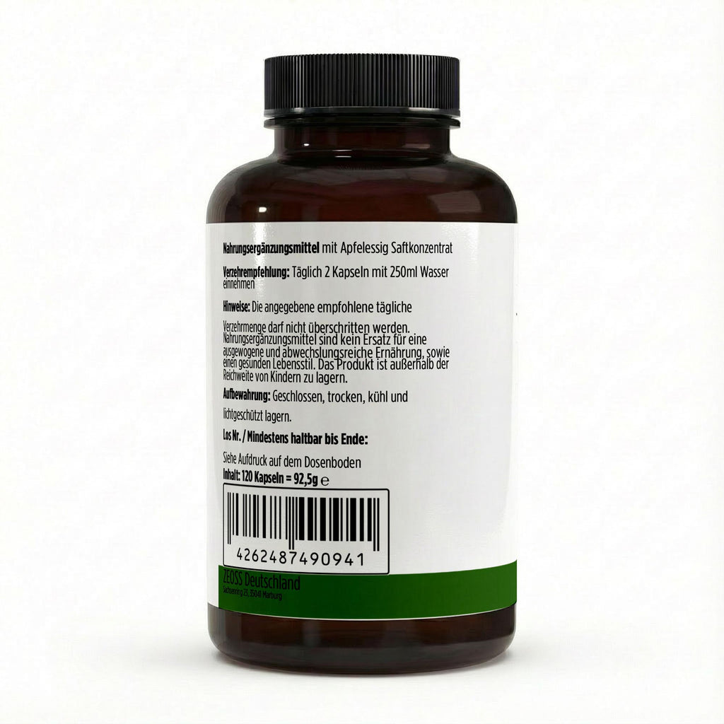 ZEOSS ACV+  Apfelessig Extrakt Kapseln (600mg je Kapsel) - 120 vegane Kapseln