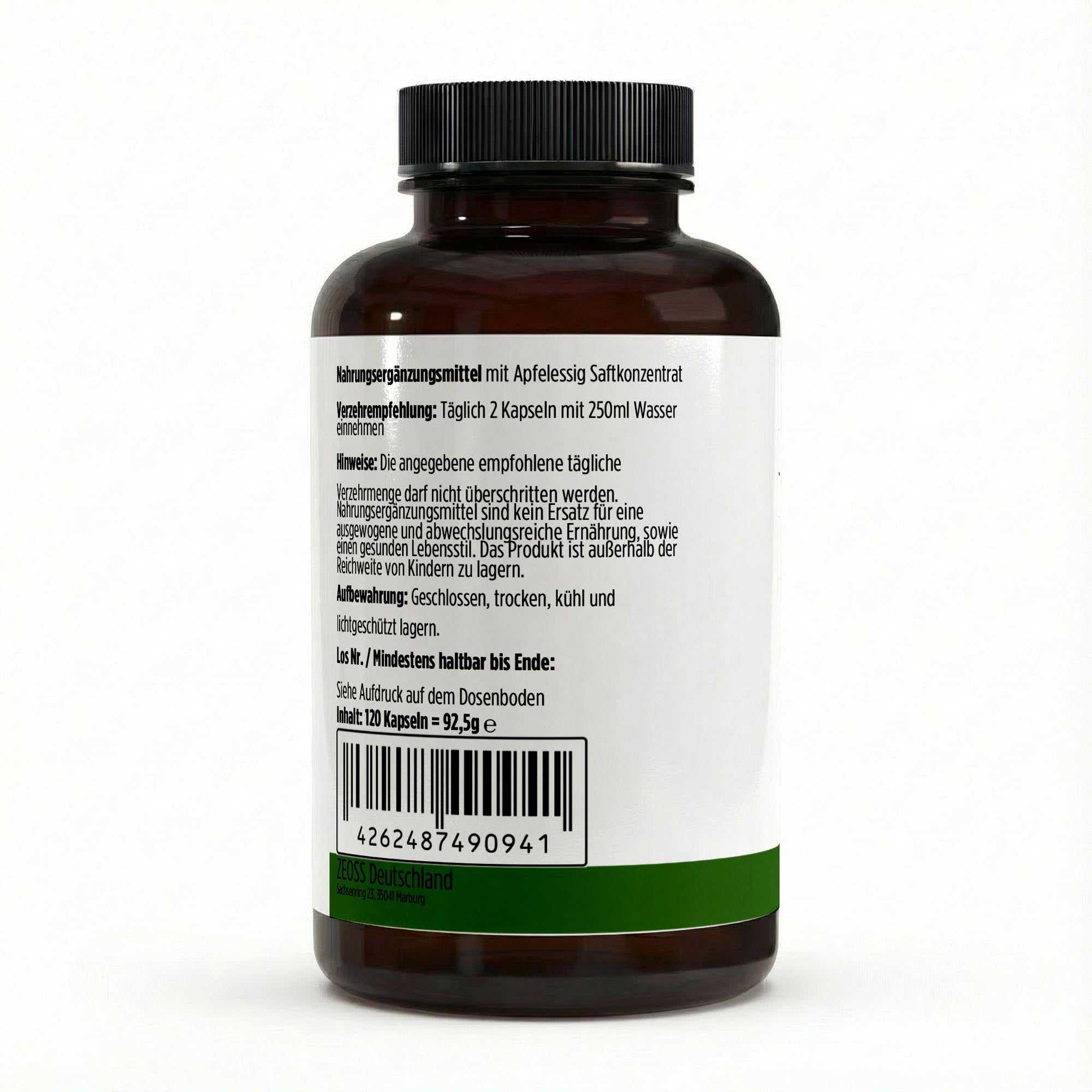 ZEOSS ACV+  Apfelessig Extrakt Kapseln (600mg je Kapsel) - 120 vegane Kapseln